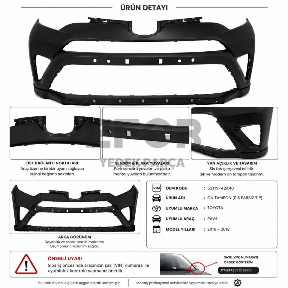 TOYOTA RAV4 ÖN TAMPON ÜST 2014-2016 52119-42A40-ERQ