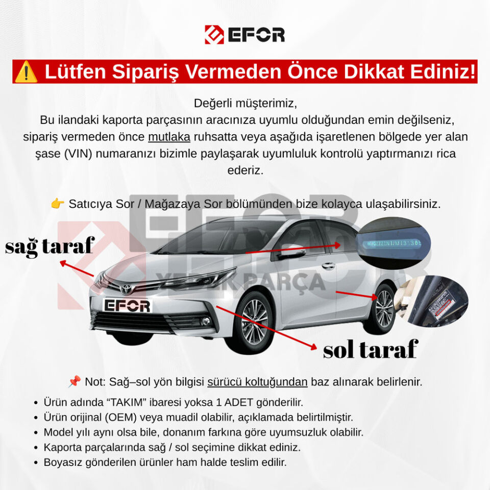 TOYOTA YARIS SOL ARKA STOP 2006-2008 81561-0D100-CAP